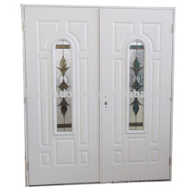 Fangda arch lite stainless steel double doors with glass,double glass door with arch decoration